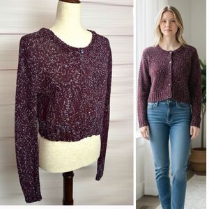 Altuzarra Silk Cropped Cardigan Sweater Burgundy Short  size M-L